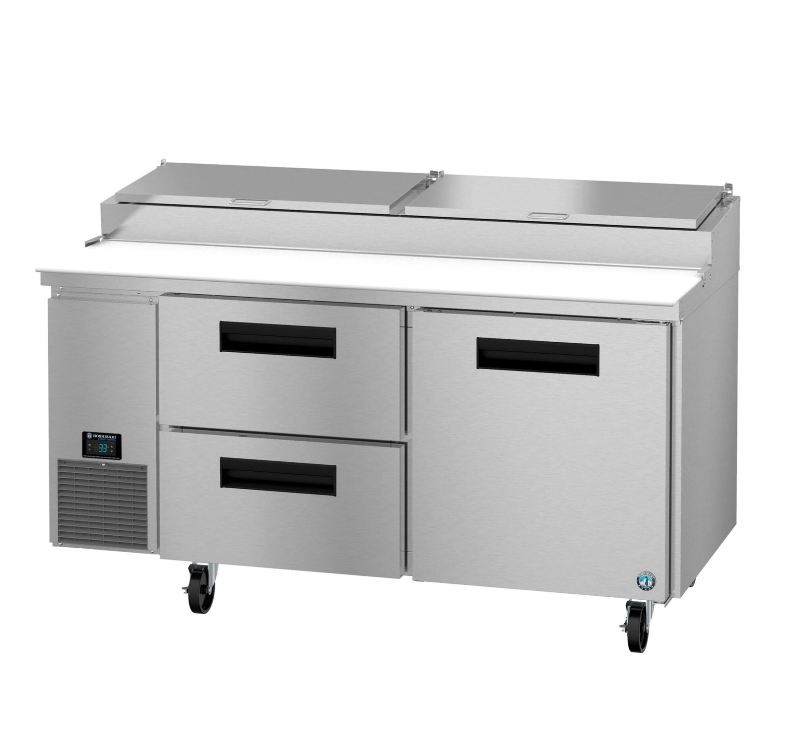 Hoshizaki PR67B-D2 67" 9-Pan 2-Drawer/1-Door Pizza Prep Refrigerator