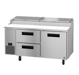 Hoshizaki PR67B-D2 67" 9-Pan 2-Drawer/1-Door Pizza Prep Refrigerator