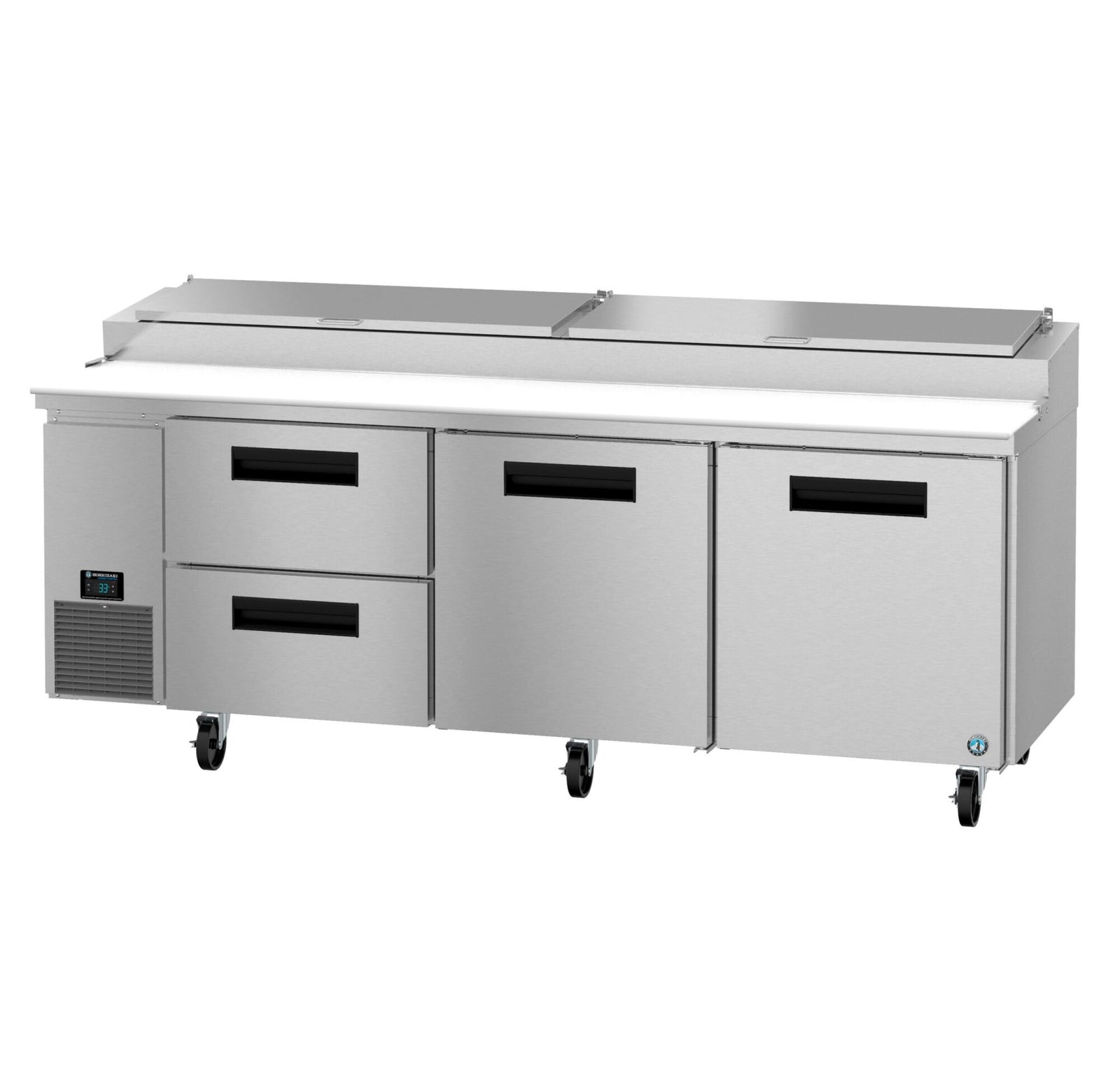 Hoshizaki PR93B-D2 93" 12-Pan 2-Drawer/2-Door Pizza Prep Refrigerator