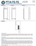 Hoshizaki PT1A-FG-FG original manufacturer front, back, side and plan drawing; 27.5-inch width, 37.75-inch depth and 79.5-inch standard caster height
