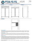 Hoshizaki PT2A-FG-FG original manufacturer front, back, side and plan drawing; 55-inch width, 37.75-inch depth and 79.5-inch standard caster height