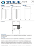 Hoshizaki PT2A-FGE-FGE original manufacturer front, back, side and plan drawing; 55-inch width, 35.75-inch depth and 79.5-inch standard caster height