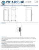 Hoshizaki PTF1A-HGE-HGE original manufacturer front, back, side and plan drawing; 27.5-inch width, 35.75-inch depth and 79.5-inch standard caster height