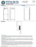 Hoshizaki PTF1A-HS-FS original manufacturer front, back, side and plan drawing; 27.5-inch width, 35.75-inch depth and 79.5-inch standard caster height; small revision header omits F, while main title and half-front/full-back geometry identify PTF1A-HS-FS