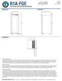 Hoshizaki R1A-FGE official front, side and plan dimensions; 27.5-inch width, 33.5-inch depth and 79.5-inch height; original plan labels 59.25-inch door-open depth while table and webpage list 57 inches, see specification note