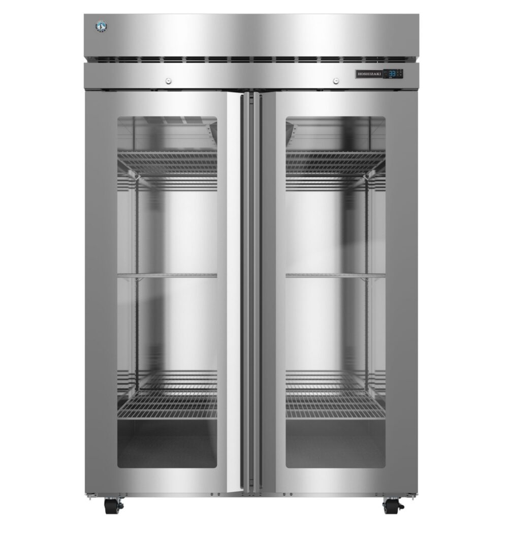 Hoshizaki R2A-FGEN 52" Stainless Steel Narrow Two-Section Glass-Door Reach-In Refrigerator