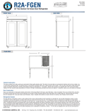 Hoshizaki R2A-FGEN official complete dimensions page; 52-inch width, 33.5-inch depth, 79.5-inch caster height and 57.75-inch door-open depth