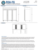 Hoshizaki R3A-FG official front, side and plan dimensions; 82.5-inch width, 34.5-inch depth, 79.5-inch caster height and 59.25-inch door-open depth; source-specific details in specification note
