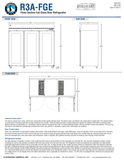 Hoshizaki R3A-FGE official front, side and plan dimensions; 82.5-inch width, 33.5-inch depth, 79.5-inch caster height and 59.25-inch door-open depth; source-specific details in specification note