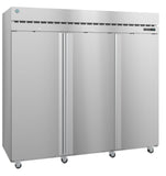 Hoshizaki R3A-FS 79.03 cu. ft. Stainless Steel 3-Section Reach-In Refrigerator with 3 Full-Height Doors