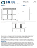 Hoshizaki R3A-HG official front, side and plan dimensions; 82.5-inch width, 34.5-inch depth, 79.5-inch caster height and 59.25-inch door-open depth; source-specific details in specification note