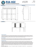 Hoshizaki R3A-HGE official front, side and plan dimensions; 82.5-inch width, 33.5-inch depth, 79.5-inch caster height and 59.25-inch door-open depth; source-specific details in specification note
