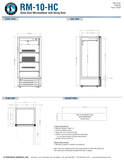 Hoshizaki RM-10-HC original complete dimension and header-sign page, shared by silver/black/white finishes; manufacturer table and drawing dimensions differ as qualified in notes. Confirm delivered height and door clearance.