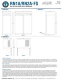 Hoshizaki RN1A-RN2A-FS original shared front, side and plan dimensions; body depth 34.5 inches versus 38.9 inches with ramp; exact model and source qualifications in specification note
