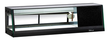 Turbo Air SAS-50R-N refrigerated sushi display case with empty interior and right-side condenser