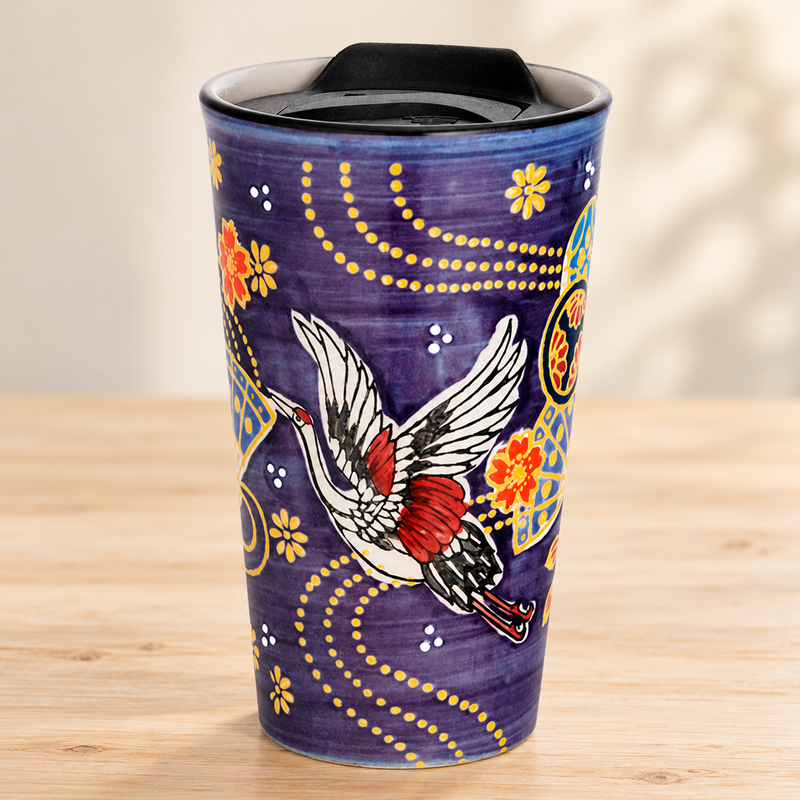 Purple Crane Ceramic & Plastic Tumbler 12 oz (SM12-6703)
