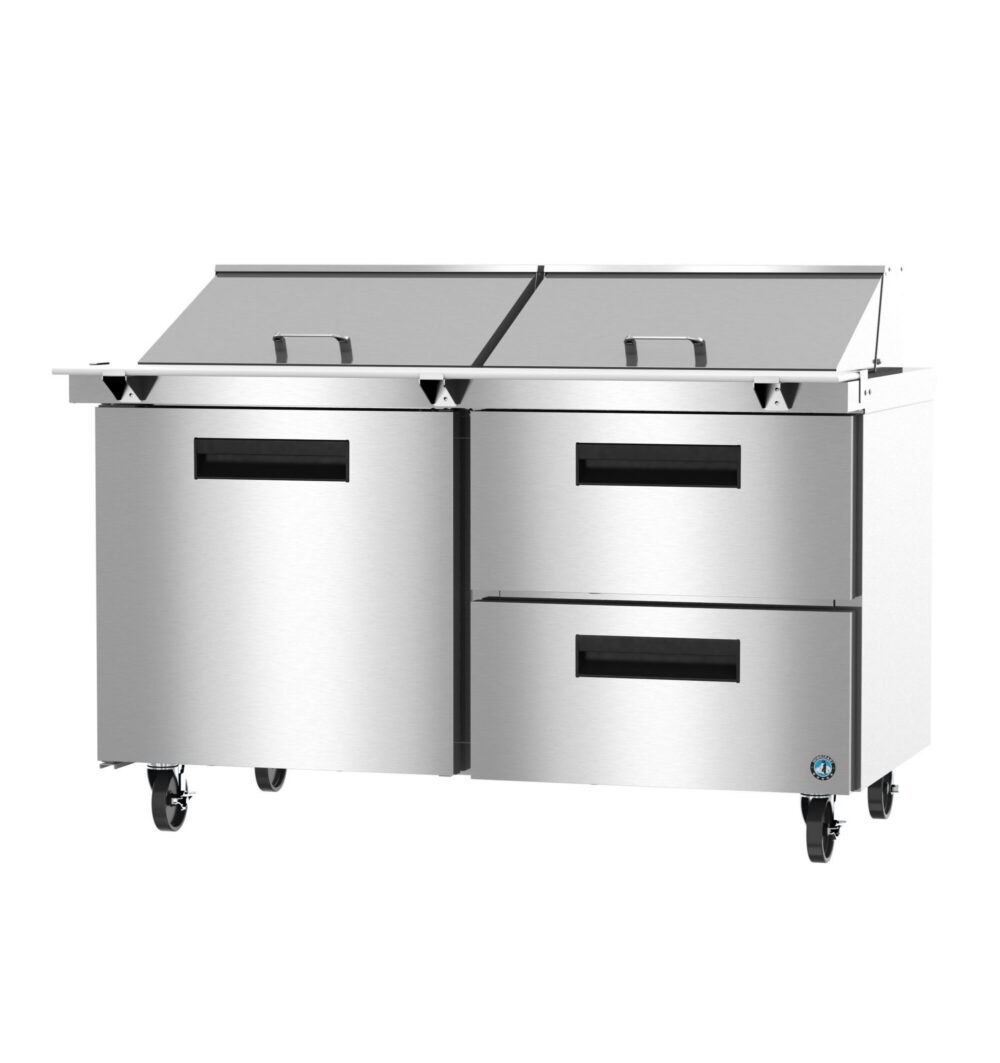 Hoshizaki SR60B-24MD2R 60" 24-Pan 2-Drawer/1-Door Mega Top Prep Refrigerator - Right Drawers