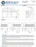 Hoshizaki SR72B-16 official shared B-series dimension sheet, including 16-pan layout; plan captions retain A-series suffixes