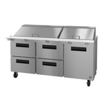 Hoshizaki SR72B-30MD4 72" 30-Pan 4-Drawer/1-Door Mega Top Prep Refrigerator