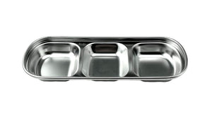 Satin Stainless Steel Sauce Plate 3 Div, 8"*3-1/16"