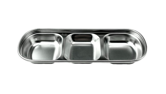 Satin Stainless Steel Sauce Plate 3 Div, 8
