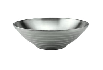 Satin Stainless Steel V-shaped Threaded Salad Bowl, 10-1/4"D