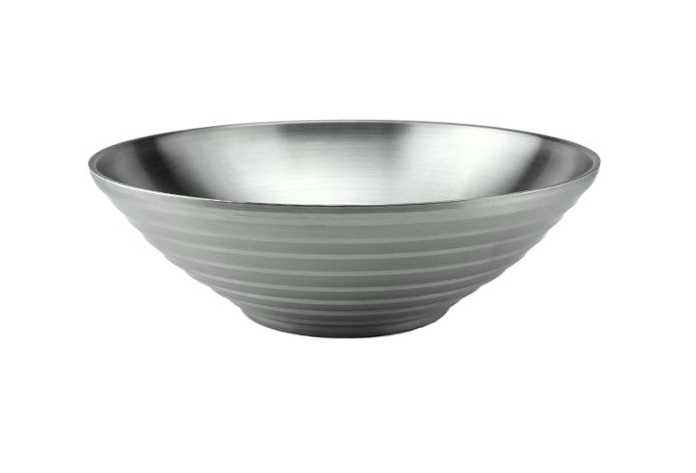 Satin Stainless Steel V-shaped Threaded Salad Bowl, 10-1/4"D