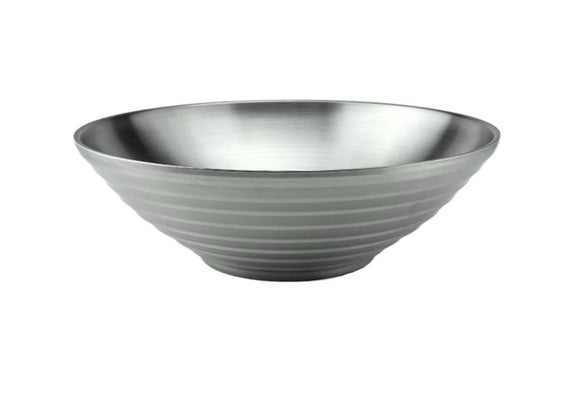 Satin Stainless Steel V-shaped Threaded Salad Bowl, 10-1/4
