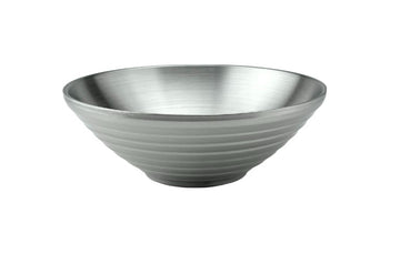 Satin Stainless Steel V-shaped Threaded Salad Bowl, 8-5/8"D