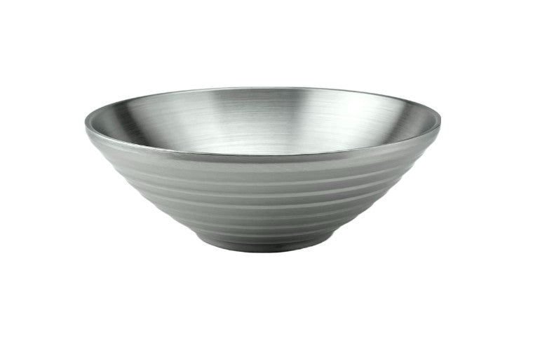 Satin Stainless Steel V-shaped Threaded Salad Bowl, 8-5/8"D