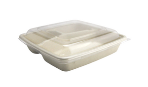 To Go Container w/Clear Lid (50pc) 9"x9"x3"H, Beige