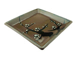 Ceramic Rectangular Platter, Brown/ Plum12-1/4"