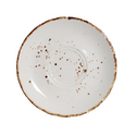 6½″ Splash Blanch Speckled Ceramic Saucer — Recessed Cup Well