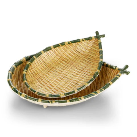 10.5 Inch Bamboo Drop Shape Melamine Plates