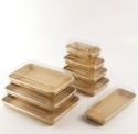 Kraft Paper Sushi To-Go Tray with Clear Anti-Fog Lid (600 pc) - PH-11