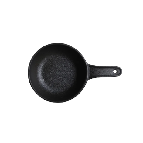 6″ Textured Black Ceramic Serving Pan with Handle — 18 oz — product form and finish