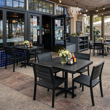 Black Outdoor Table Top – Black Synthetic Teak / Black Aluminum Frame