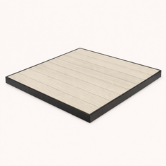 Teak Aluminum Outdoor Table Top – Black Aluminum Frame