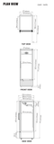 Manufacturer top, front and side plan views for Turbo Air TGF-23SDH-N, including cabinet dimensions, door-swing clearance and the 2-1/2-inch leg allowance.