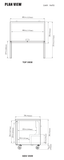 TUF-48SD-N manufacturer top and side plan views; exact-model sheet height excludes 5-5/8 in for casters. Confirm supplied configuration and installed height.