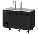 Turbo Air TBD-2SB-N6 black vinyl two-door draft beer dispenser with two double-faucet towers.