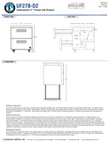 Hoshizaki UF27B-D2 official cabinet and extended-drawer dimensional views; rear bumper adds 1 inch to body and open-drawer depths