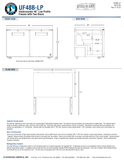Hoshizaki UF48B-LP official front, side and plan dimensional views; optional locks may be illustrated; door-open bumper boundary differs from the specification table, see note