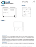 Hoshizaki UF48B official front, side and plan dimensional views; add the rear bumper to body-depth dimensions