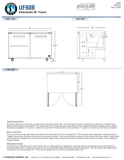 Hoshizaki UF60B official front, side and plan dimensional views; add the rear bumper to body-depth dimensions; height differs from the specification table, see specification note