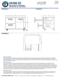 Hoshizaki UR48B-D2 official cabinet and extended-drawer dimensional views; rear bumper adds 1 inch to body and open-drawer depths