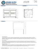 Hoshizaki UR48B-GLP01 official glass-door cabinet front, side and plan views; dimensions differ between manufacturer sources, see specification note