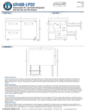 Hoshizaki UR48B-LPD2 official low-profile cabinet and extended-drawer dimensional views; use the specification note for bumper boundaries