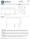 Hoshizaki UR72B-LP official front, side and plan dimensional views; optional locks may be illustrated; door-open bumper boundary differs from the specification table, see note