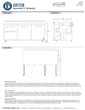 Hoshizaki UR72B official front, side and plan dimensional views; add the rear bumper to body-depth dimensions; height differs from the specification table, see specification note